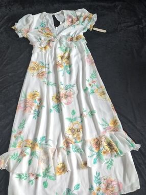 GB Women's Floral Ruffle Maxi Dress - L